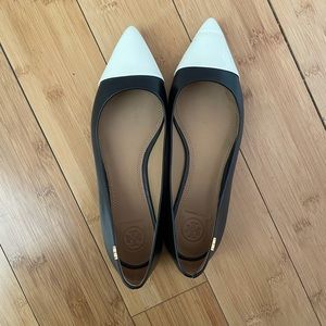 RARE Tory Burch Black & White Elizabeth Pointy Flats